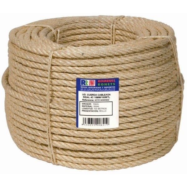 CUERDA CABLEADA SISAL 4C ROLLO FIBRA NATURAL Ø 8 MM 100 M