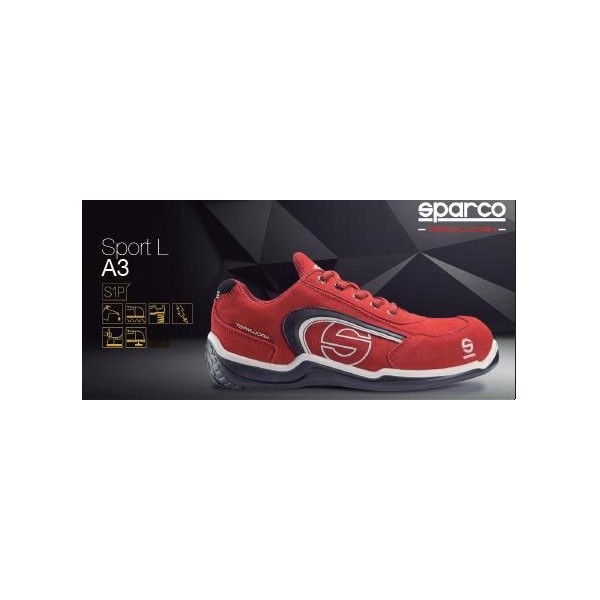 DEPORTIVA SPARCO SPORT LOW S1P PIEL VELOUR ROJO T- 40