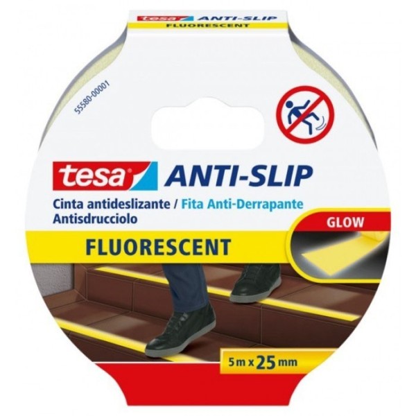 CINTA ANTIDESLIZANTE TESA 25 M X 25 MM AMARILLO FLUORESCENTE