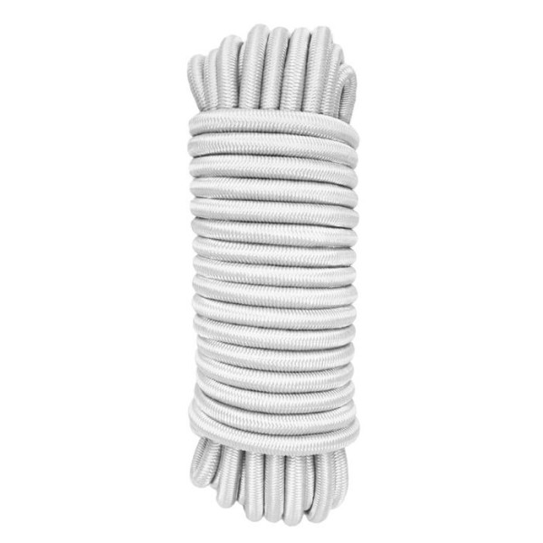 CUERDA ELASTICA PES CARRETE POLIESTER Y LATEX CON ALMA Ø 6 MM BLANCO 10 M