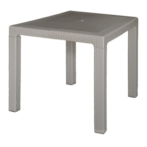 MESA PLASMIR ELEGANTE RATAN TECNOPOLIMERO+FIBRA DE VIDRIO CUADRADA 72X80X80 CM TAUPE (MARRON CLARO)